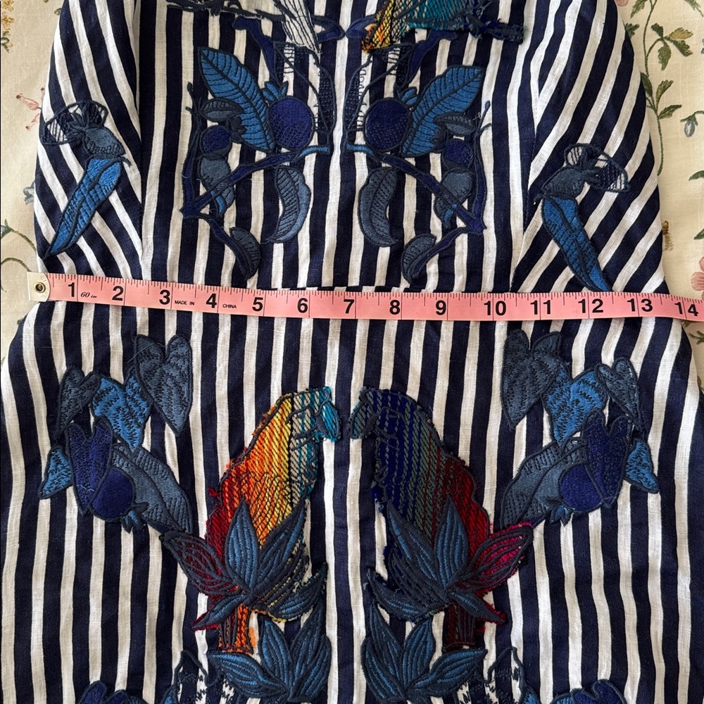 FARM Rio Navy & White Striped Halter Midi Dress with Blue Floral Embroidery - Picture 8 of 8